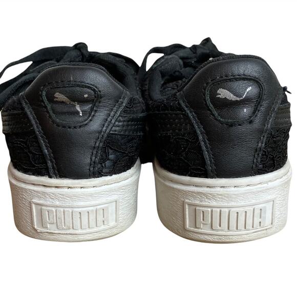 Puma Basket Classic Floral Lace Lace Up Platform Sneakers Sz 8 Black - Picture 4 of 10